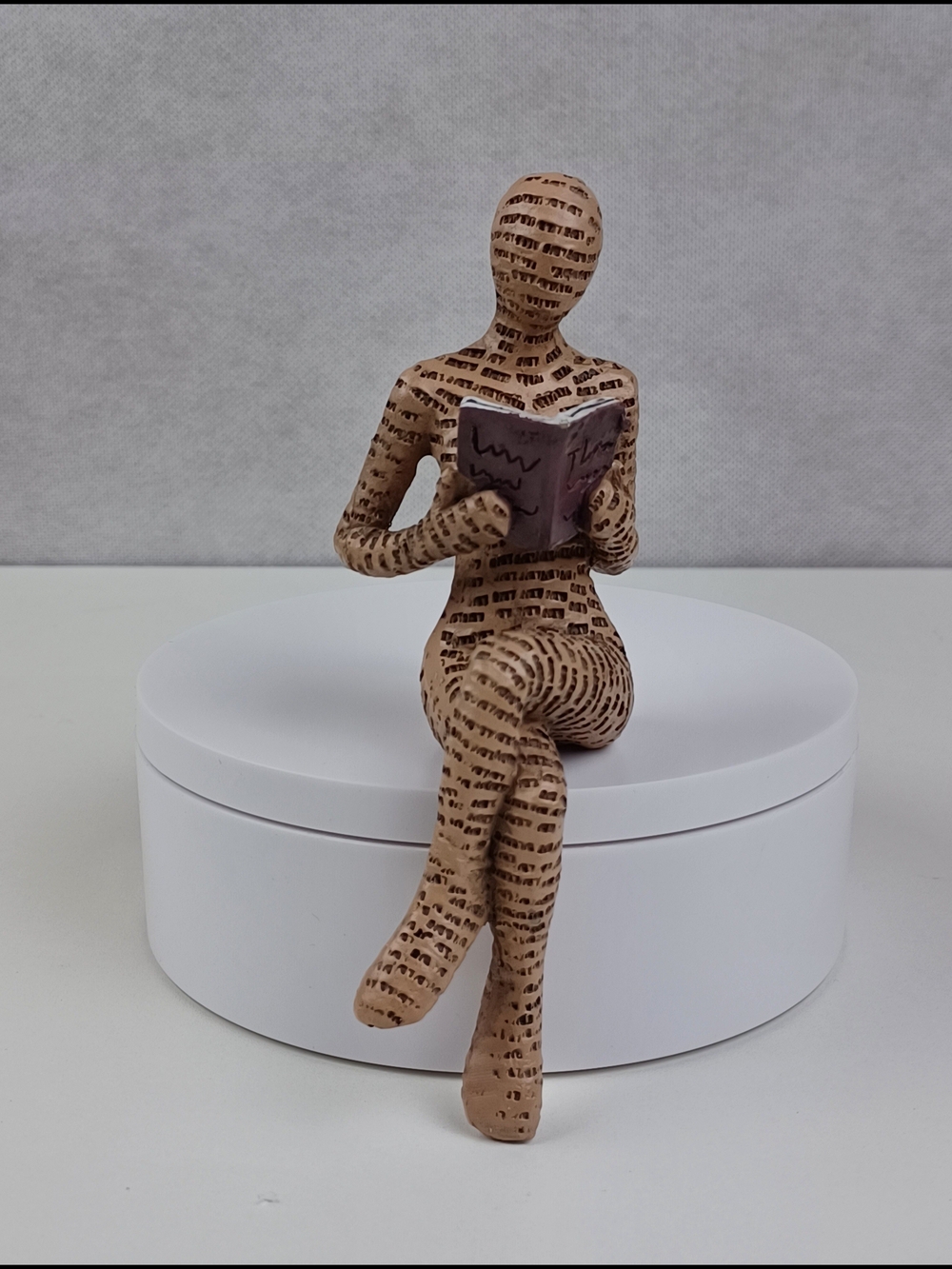 Text-Pattern Reading Figurine - Book Lover Decor Well-Read Reader Home Statue